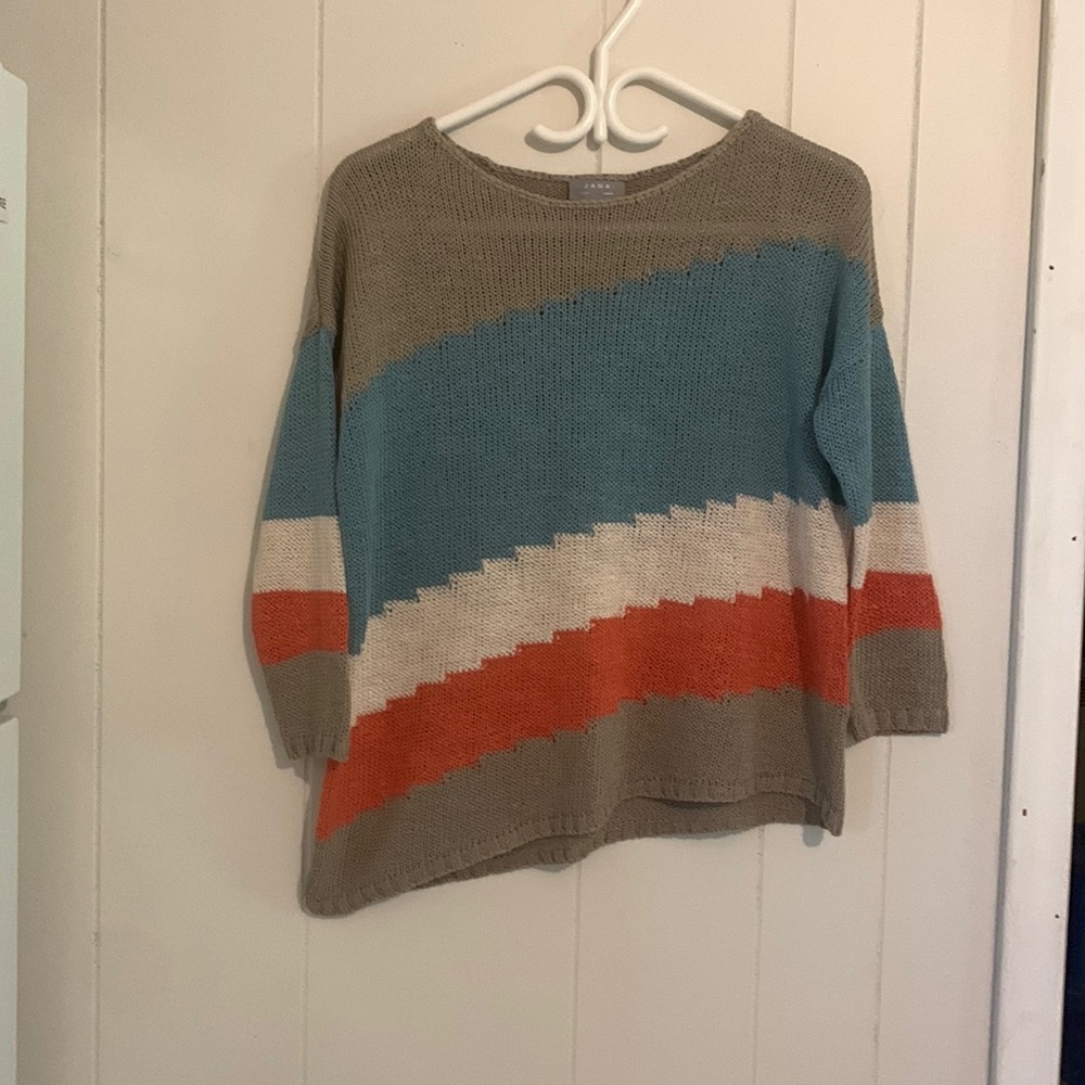 Jana Knit Asymmetrical 3/4 Sleeve Sweater size Small euc